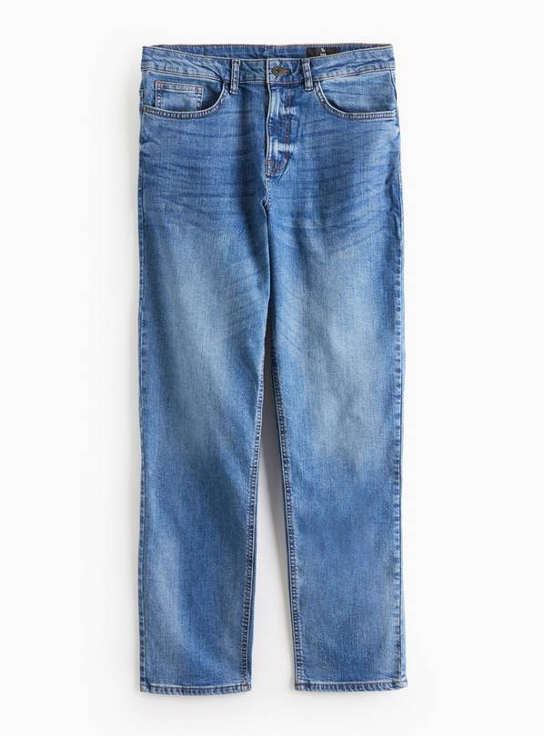 Mid Washed Denim Straight Leg Jeans 38R